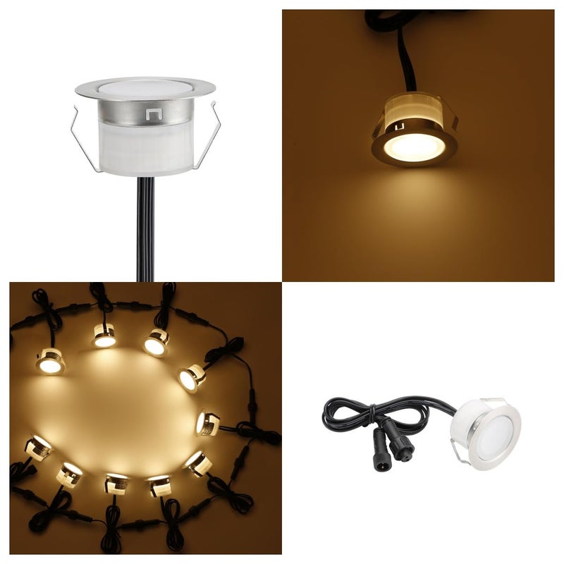 FVTLED Low Voltage Deck Lights Kit, 10 Pack of Î¦1.77 Recessed LED Deck Lighting, Waterproof Outdoor Stair Lights In Ground Light for Garden,Yard,Patio,Step(Warm White) - Image 4